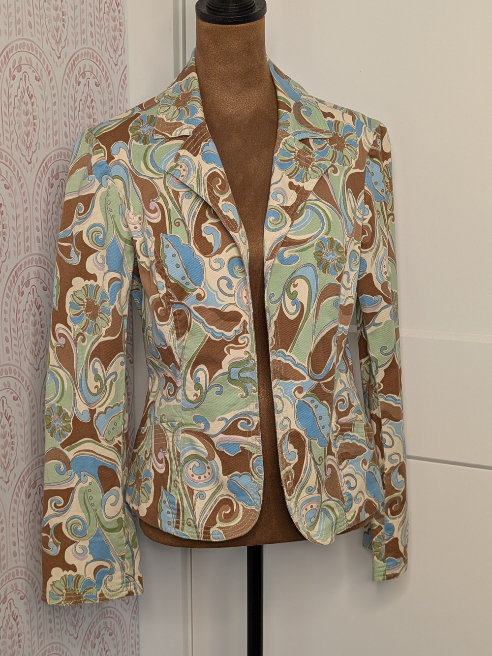Nicole Vintage Paisley Print Blazer Blue, Brown, Green